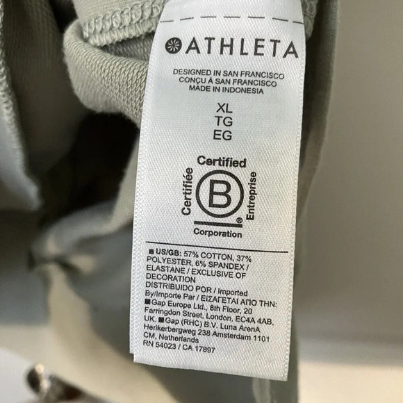 Athleta Retroterry V-Neck Sweatshirt Tee Sleeveless Fern Green Women XL Neutral - Picture 3 of 7